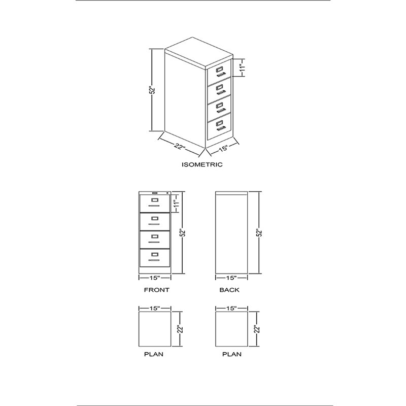 4 Drawer Letter File Cabinet W74141