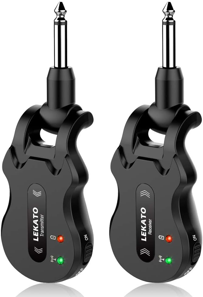 Wireless Guitar System Transmitter Receiver 4 Channels Rechargeable Pack of 2 L959832