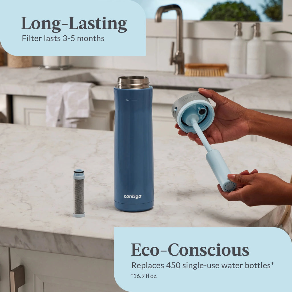 24 oz Stainless Steel Water Bottle with Straw Lid K427210