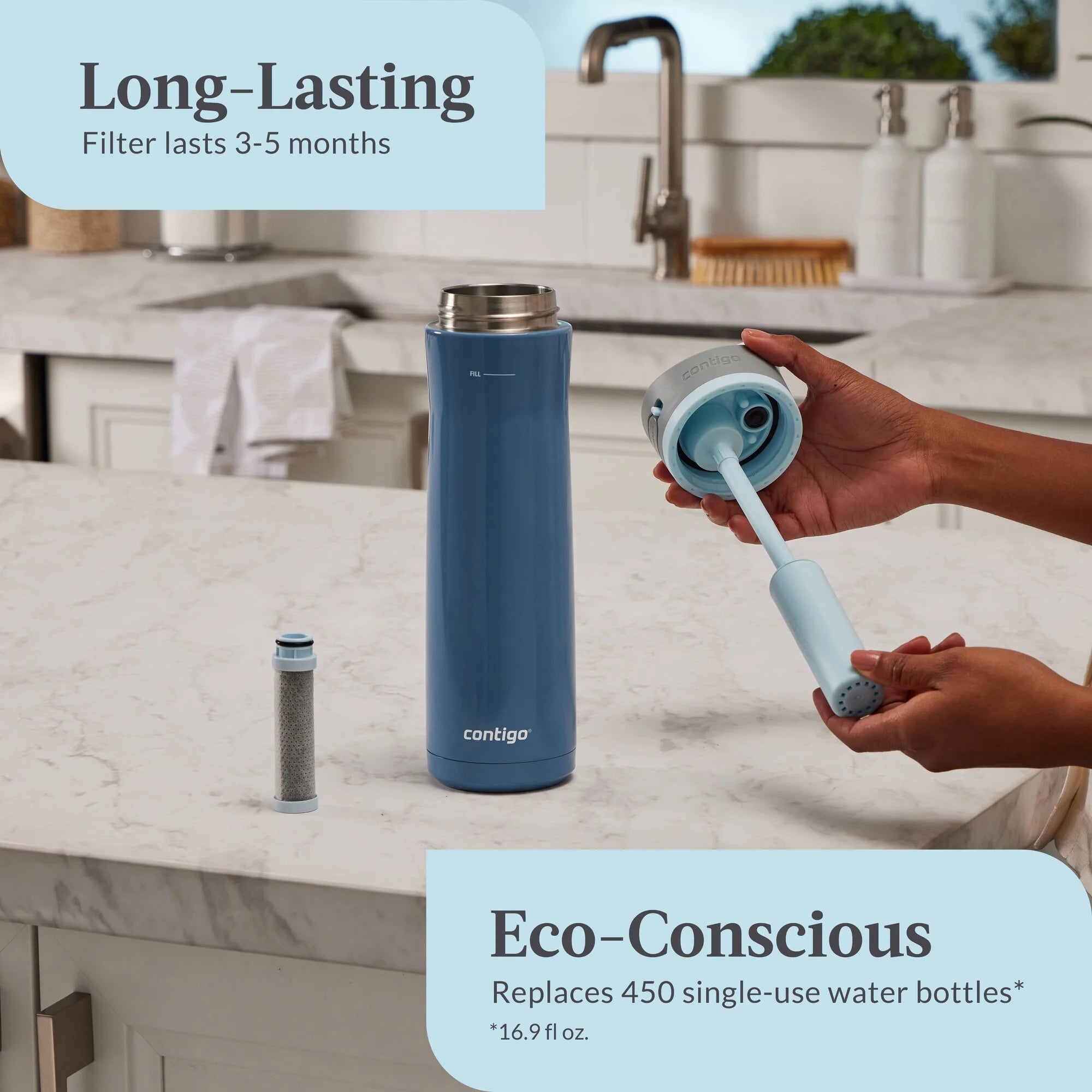 24 oz Stainless Steel Water Bottle with Straw Lid K427210