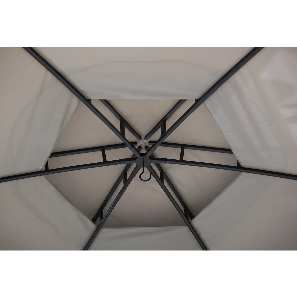 2-tone Gray Hexagon Steel Gazebo with Mosquito Netting Y12997