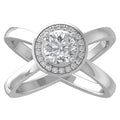 14K White Gold Lab Grown Diamond Halo Cross Ring Size 7.5 U22683
