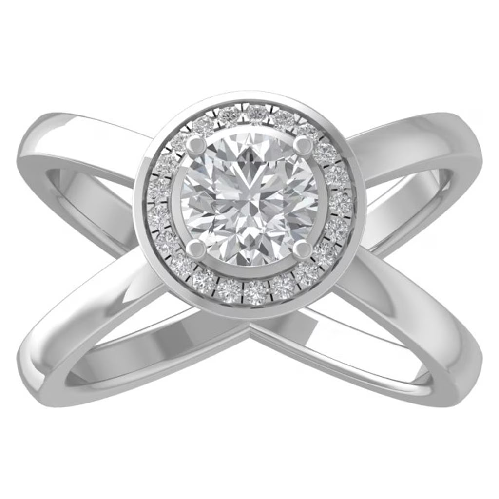 14K White Gold Lab Grown Diamond Halo Cross Ring Size 7.5 U22683