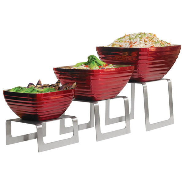 Set of Three Brushed Stainless Steel Square Buffet Risers Q5993