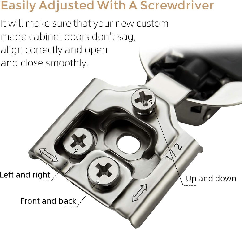 62 Pack 31 Pairs 1/2 inch Overlay Soft Close Satin Nickel Stainless Steel Concealed Hinges C519