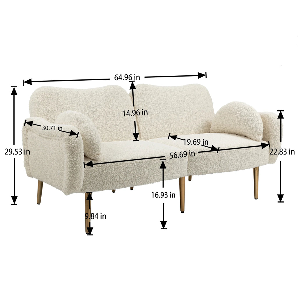 Velvet Love Seats Sofa with 2 Bolster Pillows I6829
