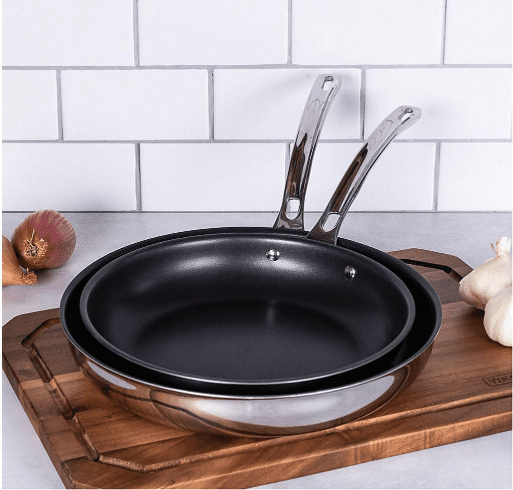 3-Ply 2-Piece Stainless Steel Nonstick Fry Pan Set K793566