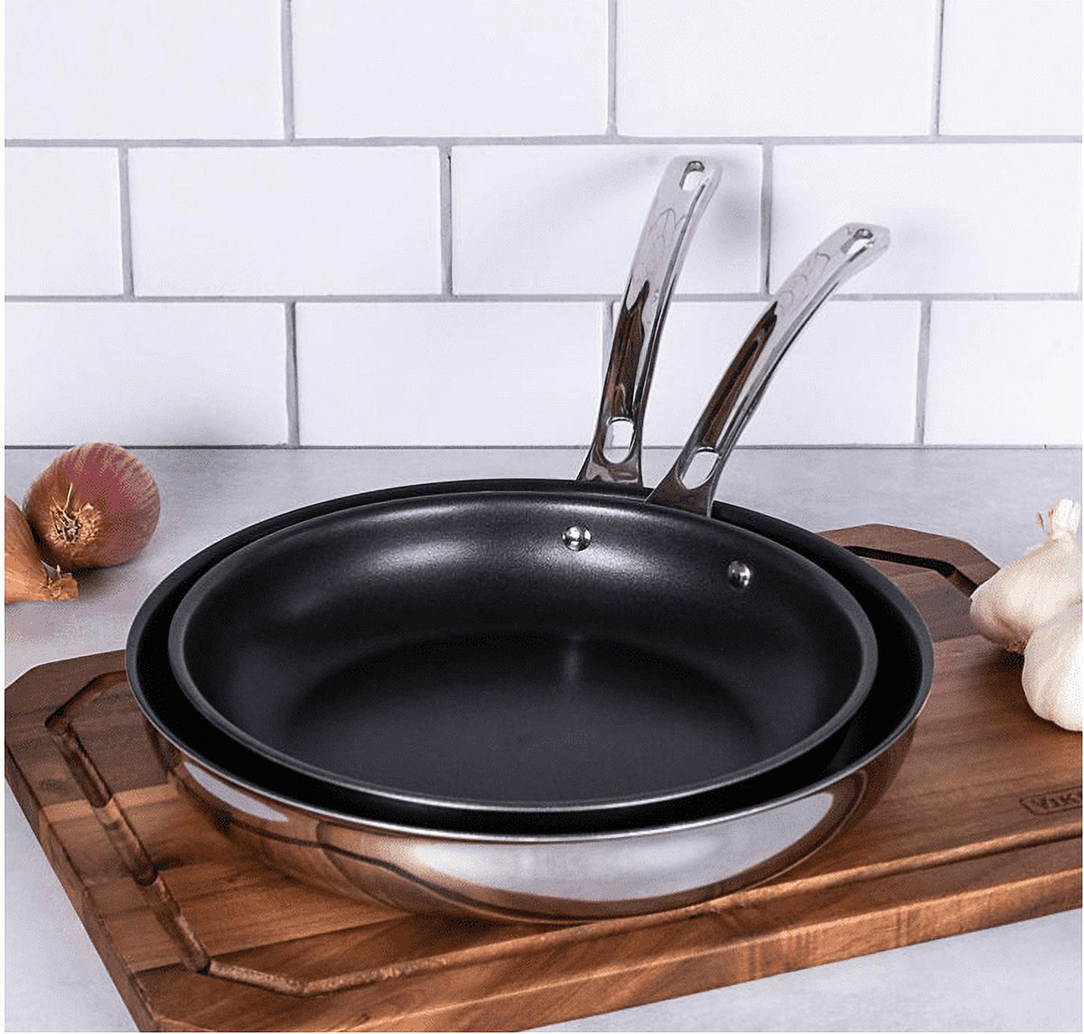 3-Ply 2-Piece Stainless Steel Nonstick Fry Pan Set K793566