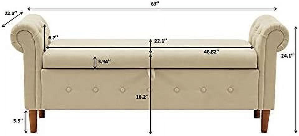 Velvet Tufted Ottoman Sofa Stool Bench with Pillow K779758