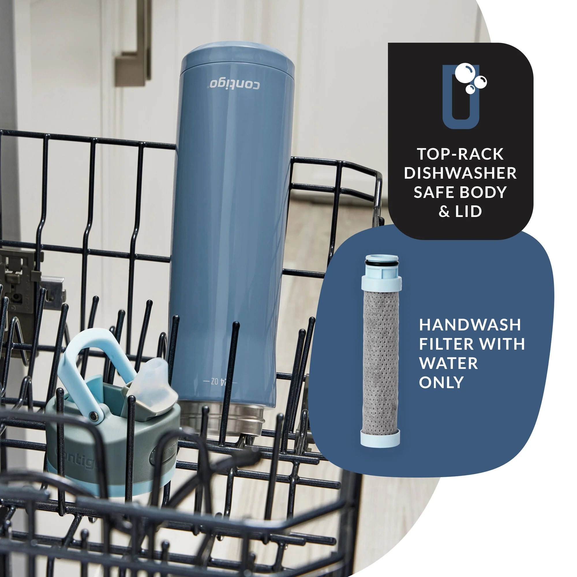 24 oz Stainless Steel Water Bottle with Straw Lid K427210