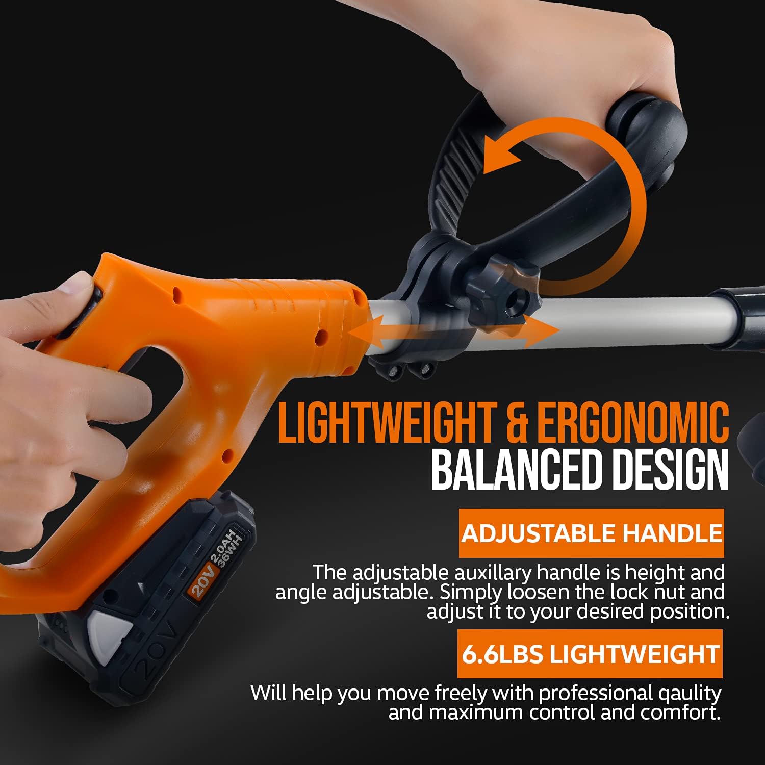 3 in 1 Tiller Weed Wacker Hedge Trimmer Garden Shear Cordless Battery 20V 2Ah Lightweight K322666