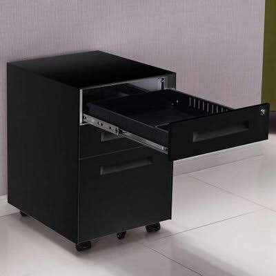 Black 3-Drawer Mobile Vertical Filing Cabinet X93971