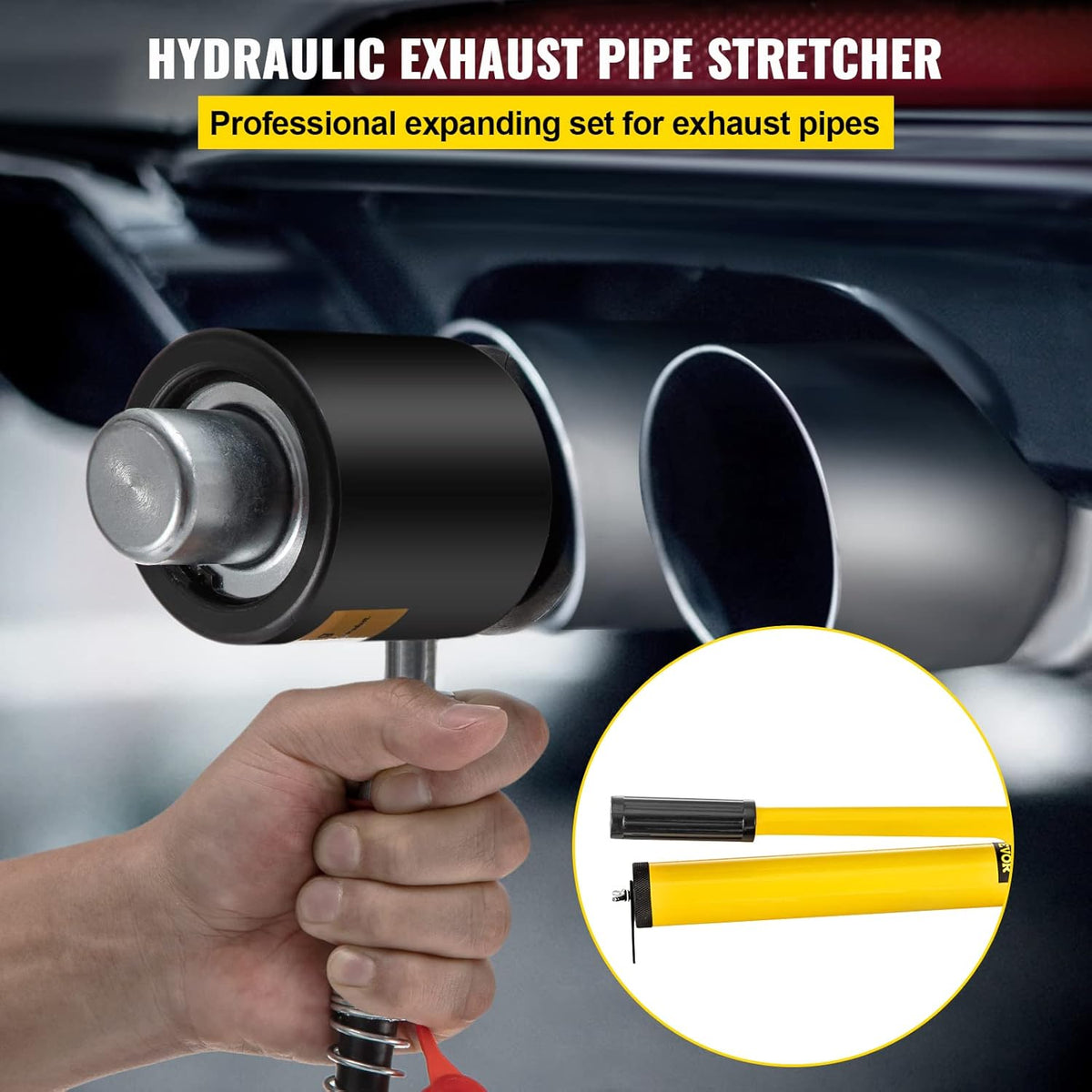 Hydraulic Exhaust Pipe Expander, 10 T Manual Pipe Stretcher with 4 Dies and 2 Storing Case Z1046