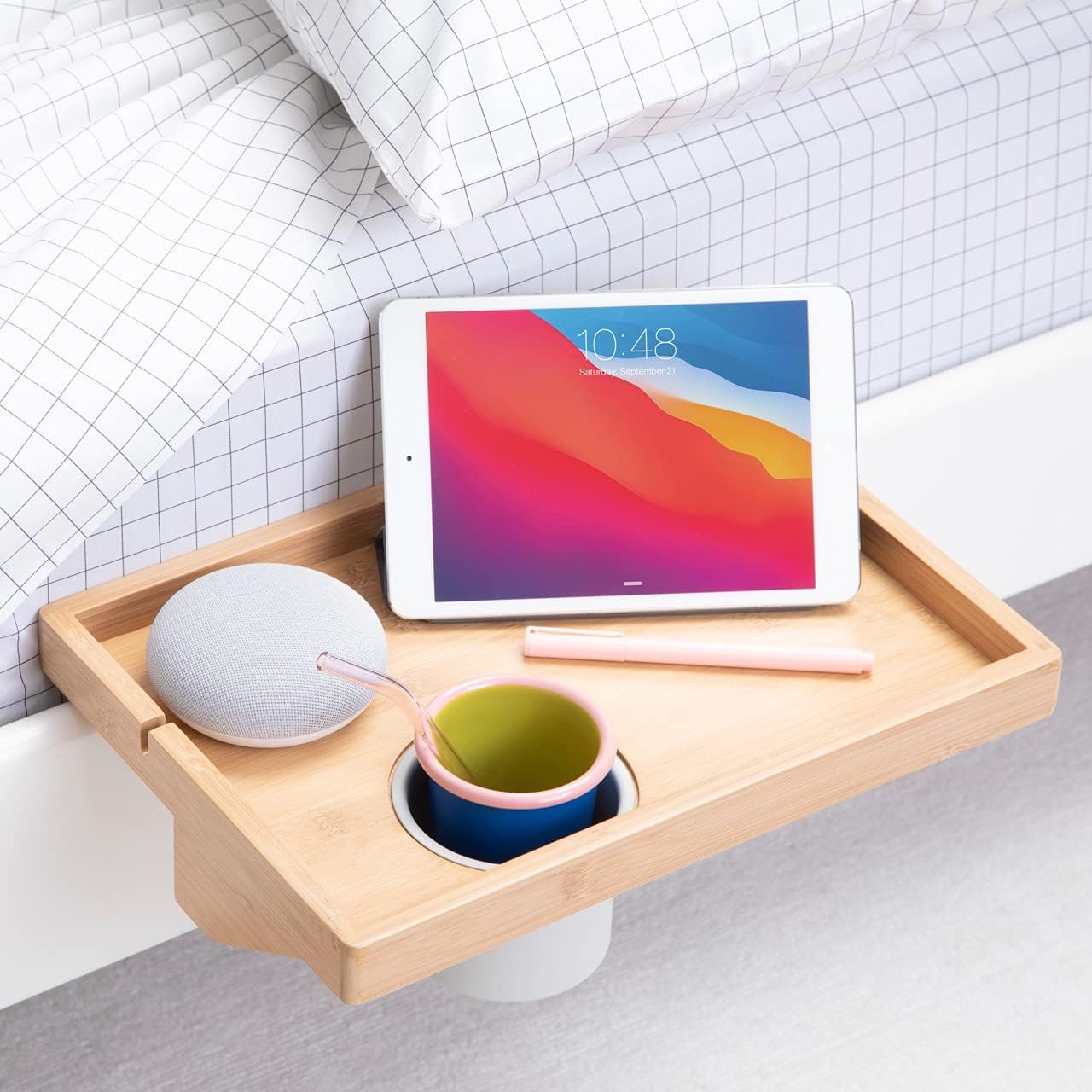 Slide Style Natural Bamboo Bedside Shelf U2165