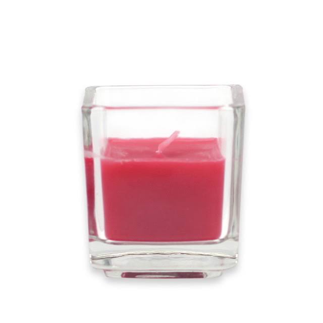 Red Square Glass Votive Candle V79680