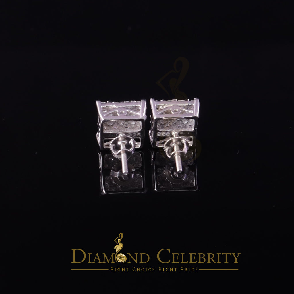 925 Silver White Moissanite Square Stud Earrings W169356