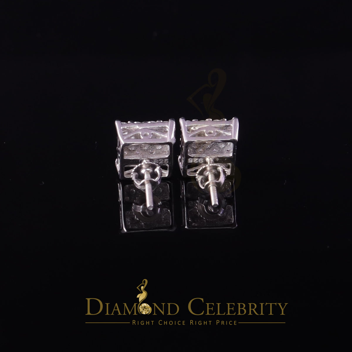 925 Silver White Moissanite Square Stud Earrings W169356