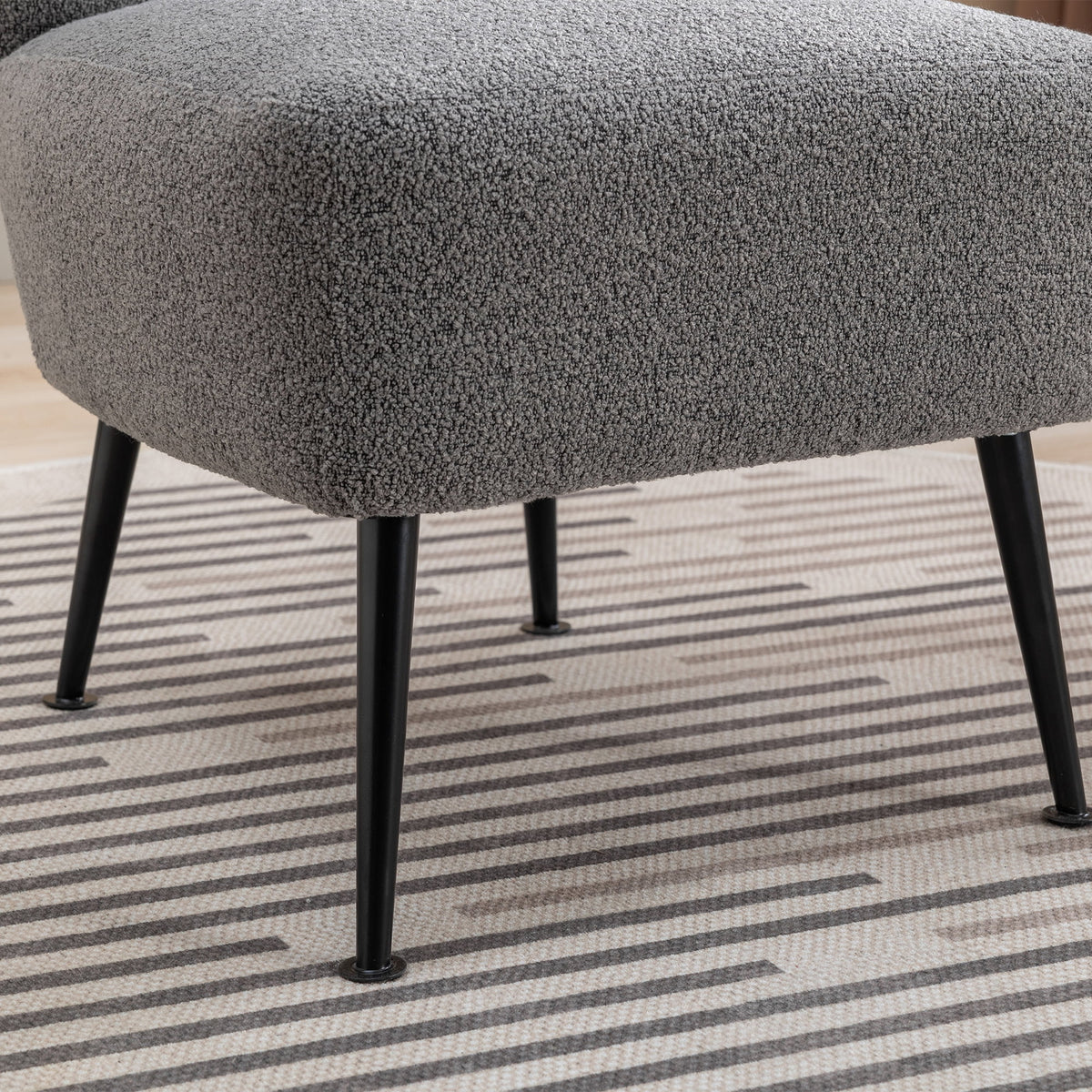 Gray Boucle Upholstered Armless Accent Chair C963587