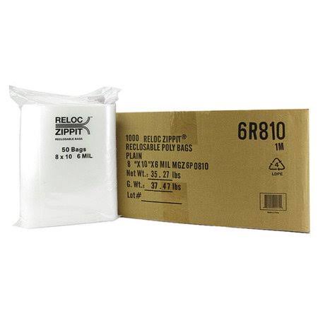 Reclosable Poly Bag, Zip Seal, Pk1000 G62999