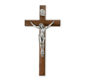 Walnut Wood Wall Crucifix, 15x22 W493