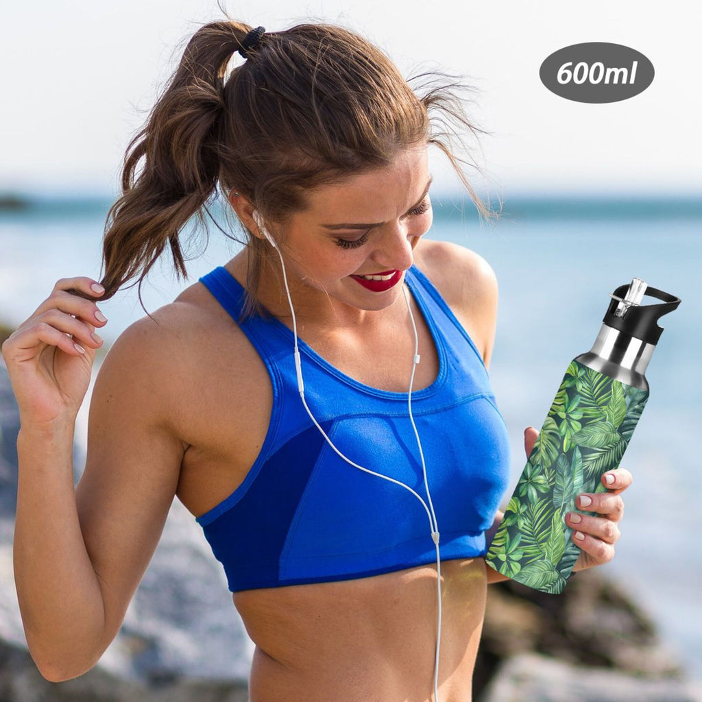 Green Stainless Steel Insulated Water Bottle with Straw Lid V215623