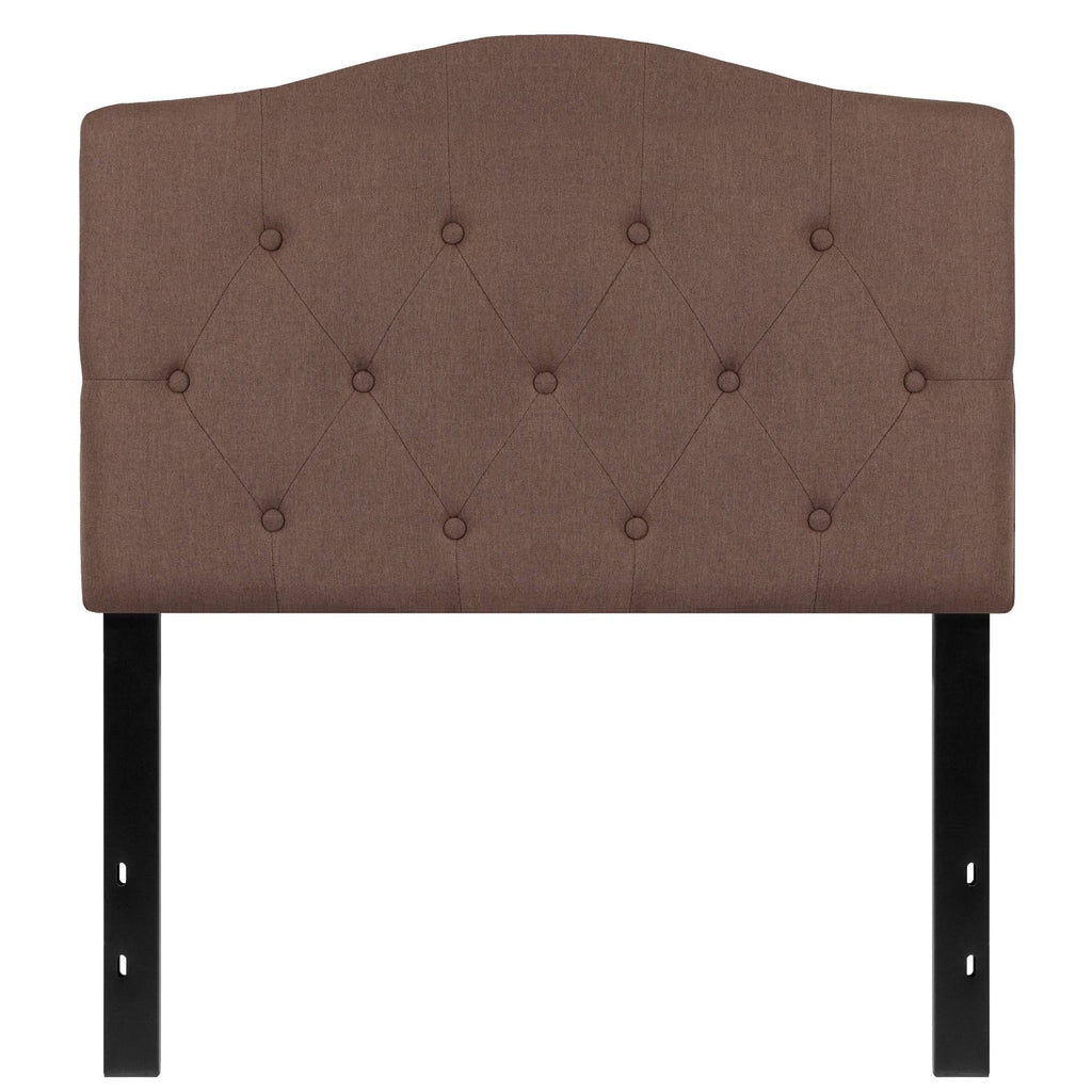 Tufted Upholstered Twin Size Headboard in Camel Fabric I81443
