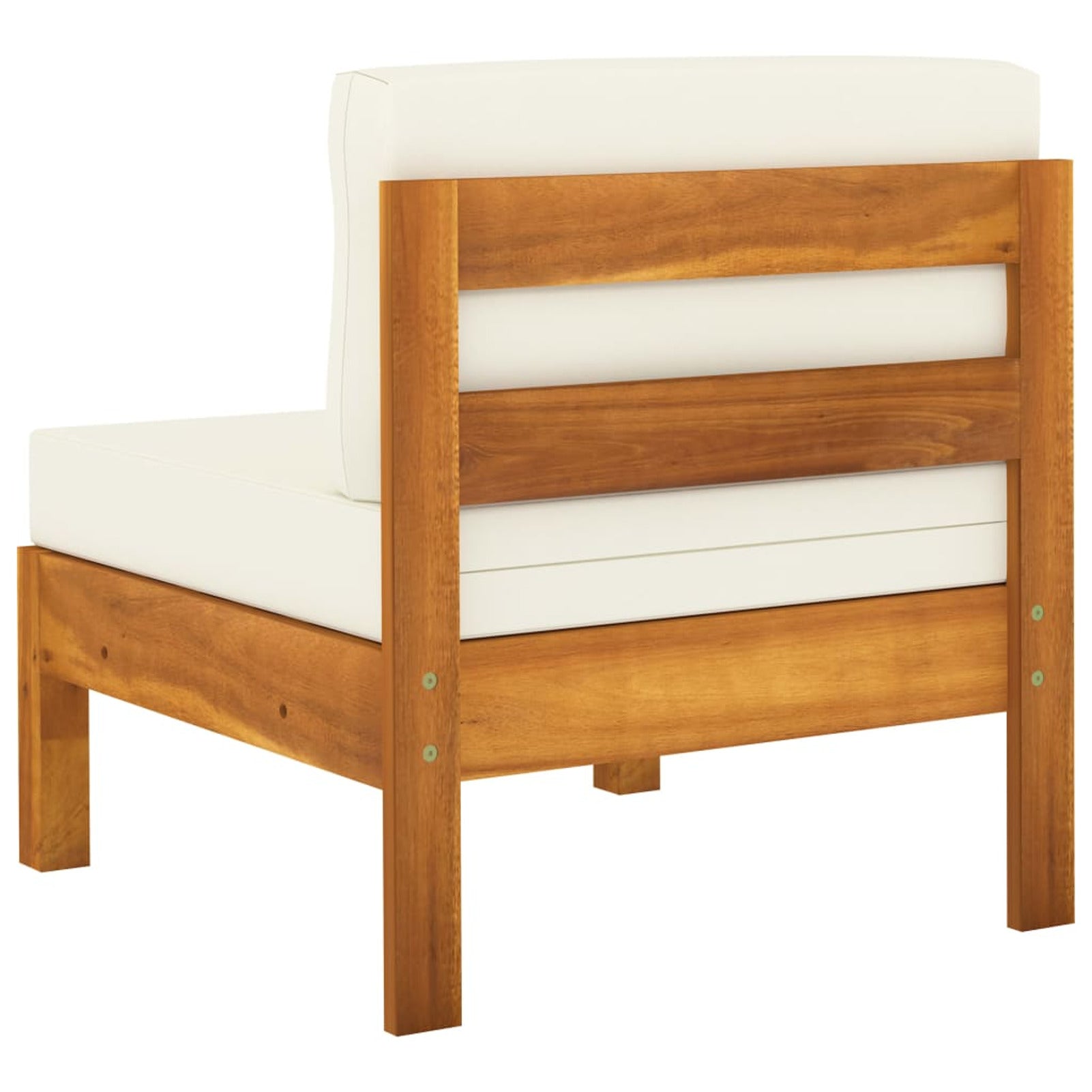 Solid Acacia Wood Sofa with White Cushions M5341