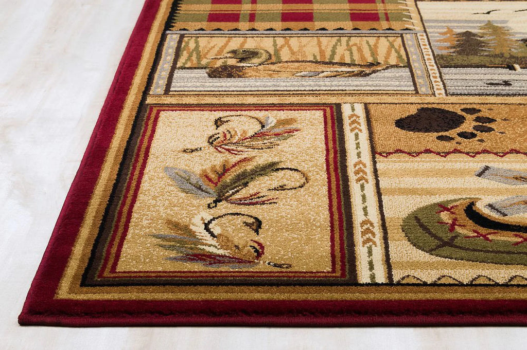 Beige/Multicolor Cabin Area Rug V3930