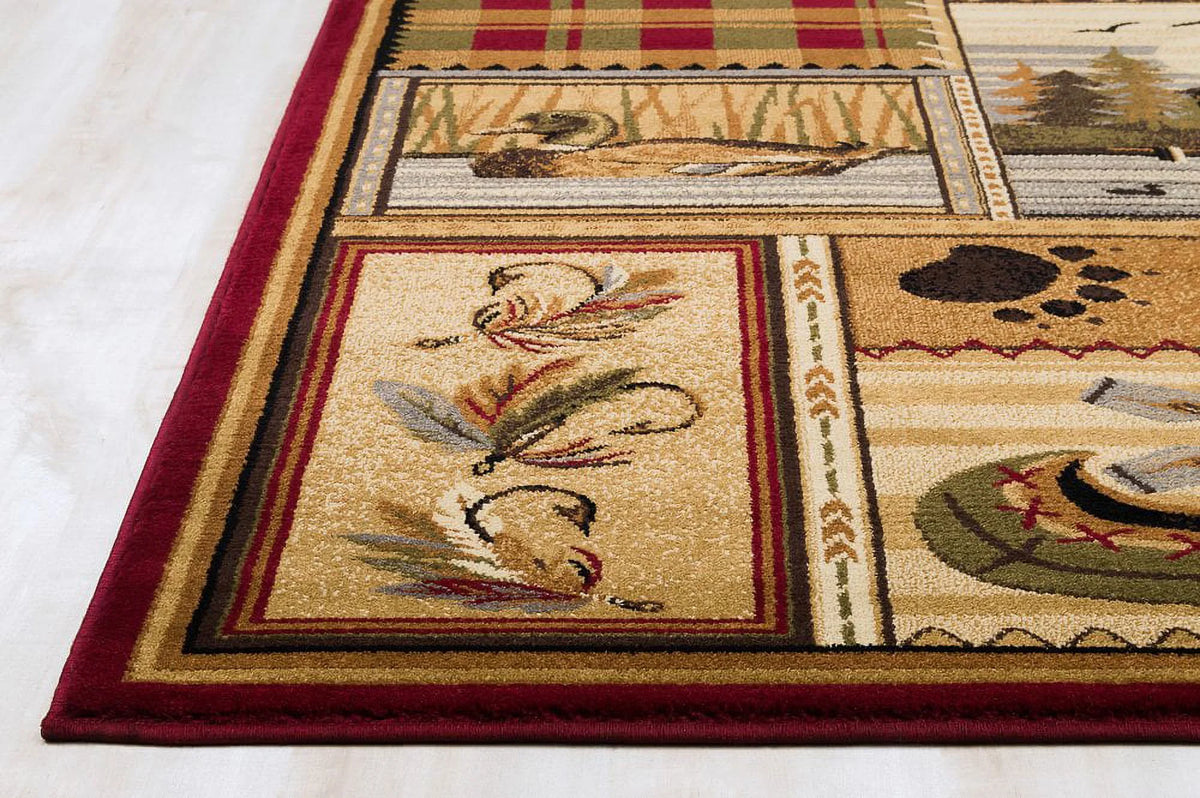 Beige/Multicolor Cabin Area Rug V3930