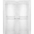 Solid French Double Doors 36 x 96 inches White Wood N416871