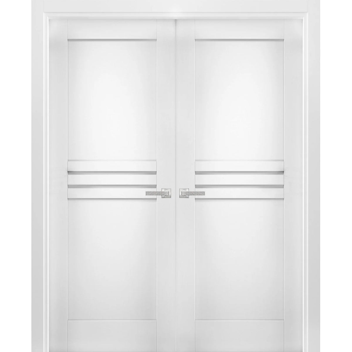 Solid French Double Doors 36 x 96 inches White Wood N416871