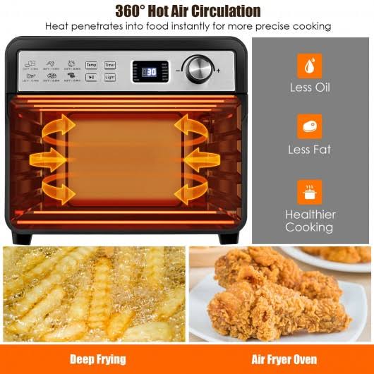 12-in-1 23 qt Digital Toaster Air Fryer Oven Rotisserie with 9 Accessories F413926