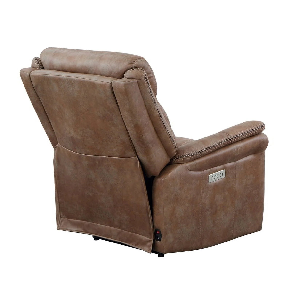 Camel Brown Polyester Faux Suede Leather Power Recliner D9441