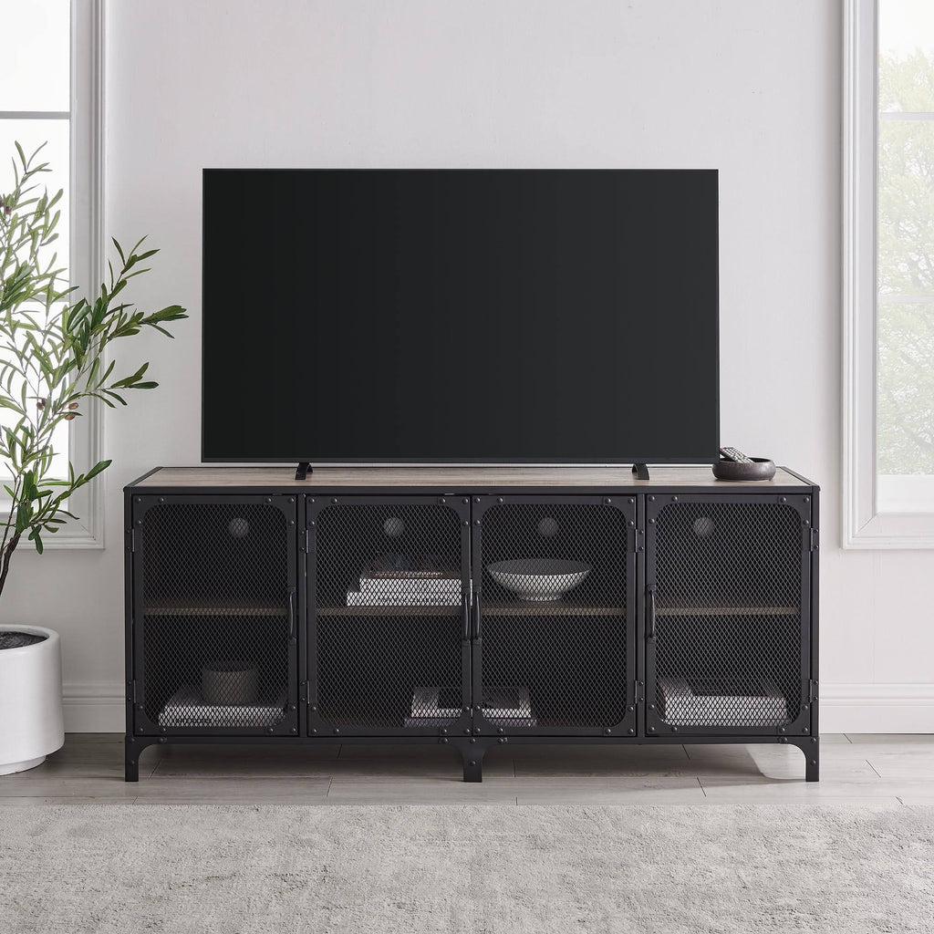 Grey Wash Industrial TV Stand Console U402983
